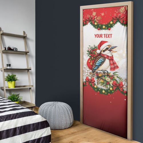 Personalised Kookaburra Australia Christmas Door Cover Kooka-la-la-la-la Xmas Bows