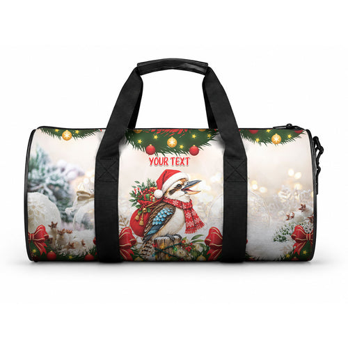 Personalised Kookaburra Australia Christmas Duffle Bag Kooka-la-la-la-la Xmas Bows