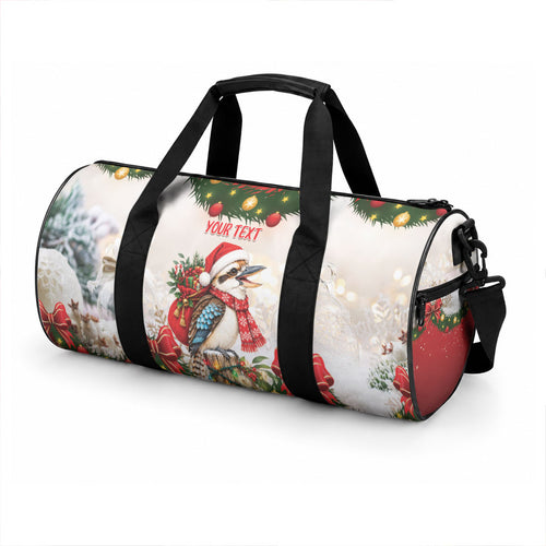 Personalised Kookaburra Australia Christmas Duffle Bag Kooka-la-la-la-la Xmas Bows