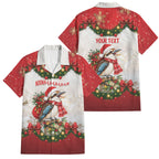 Personalised Kookaburra Australia Christmas Family Matching Puletasi and Hawaiian Shirt Kooka-la-la-la-la Xmas Bows