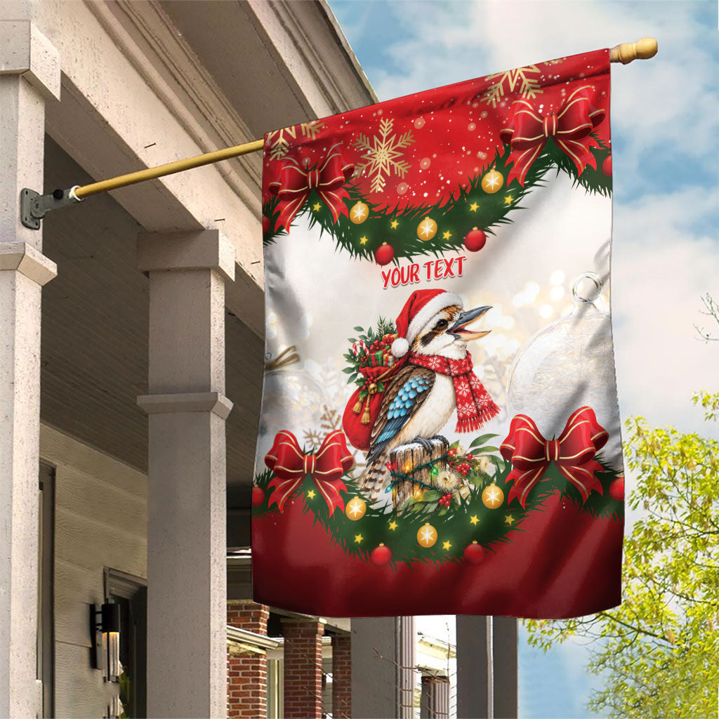 Personalised Kookaburra Australia Christmas Garden Flag Kooka-la-la-la-la Xmas Bows