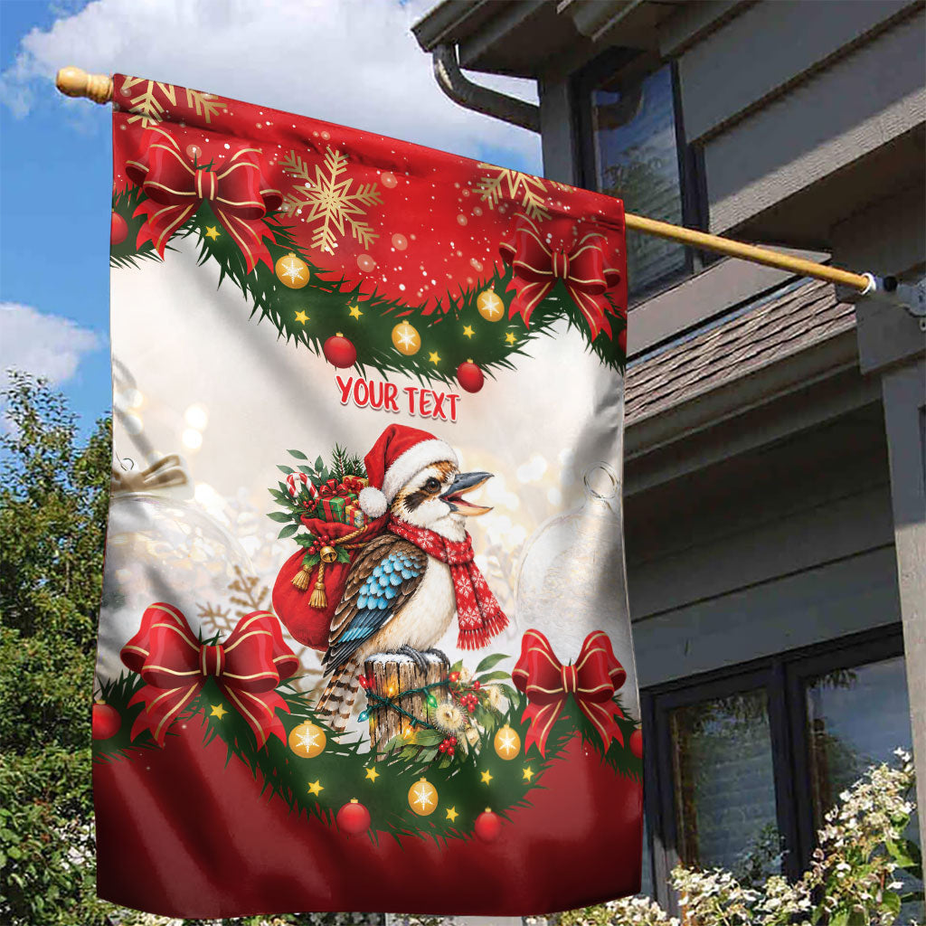 Personalised Kookaburra Australia Christmas Garden Flag Kooka-la-la-la-la Xmas Bows