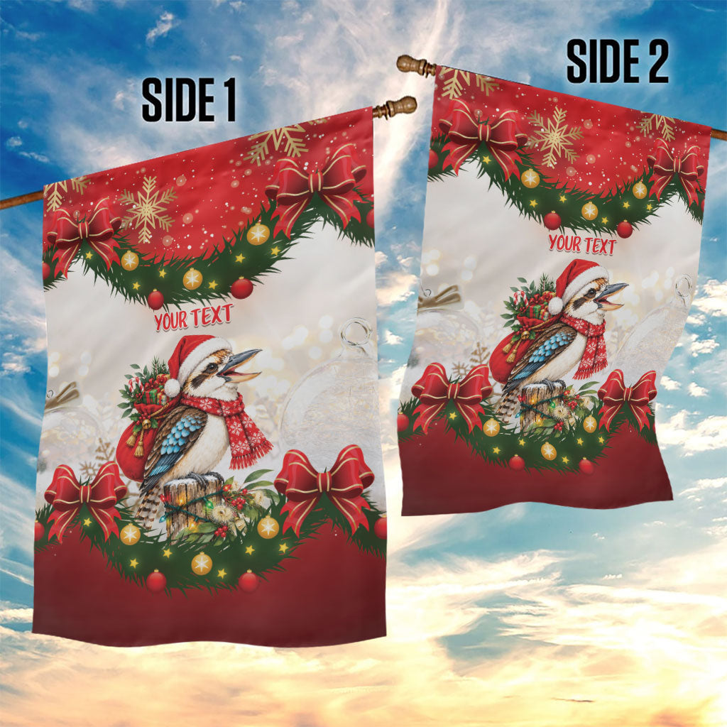 Personalised Kookaburra Australia Christmas Garden Flag Kooka-la-la-la-la Xmas Bows