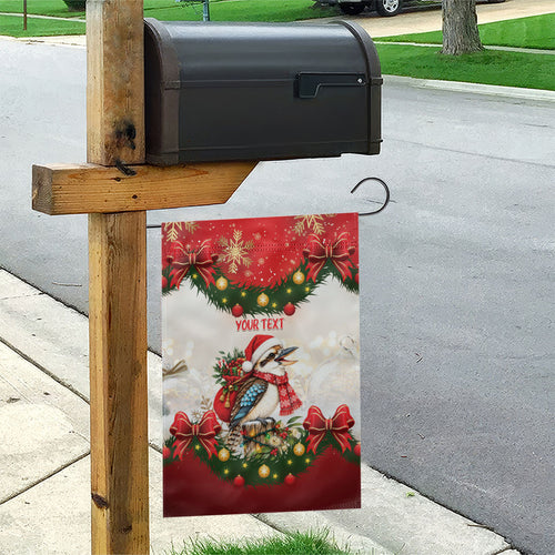 Personalised Kookaburra Australia Christmas Garden Flag Kooka-la-la-la-la Xmas Bows