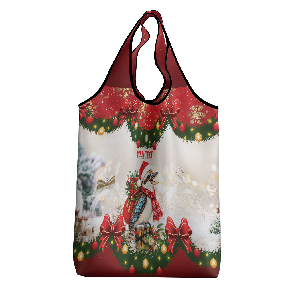 Personalised Kookaburra Australia Christmas Grocery Bag Kooka-la-la-la-la Xmas Bows