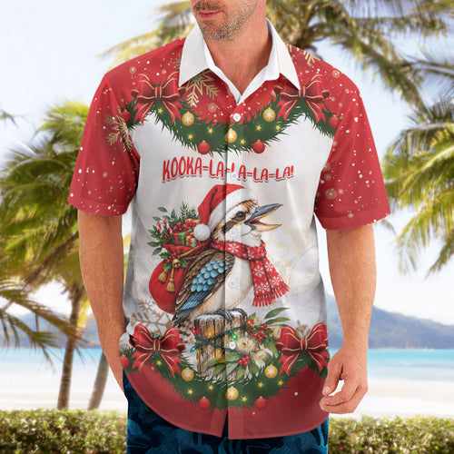 Personalised Kookaburra Australia Christmas Hawaiian Shirt Kooka-la-la-la-la Xmas Bows