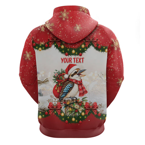 Personalised Kookaburra Australia Christmas Hoodie Kooka-la-la-la-la Xmas Bows