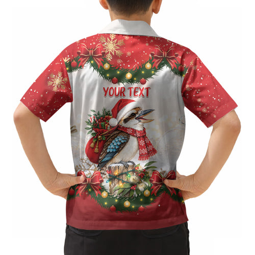 Personalised Kookaburra Australia Christmas Kid Hawaiian Shirt Kooka-la-la-la-la Xmas Bows