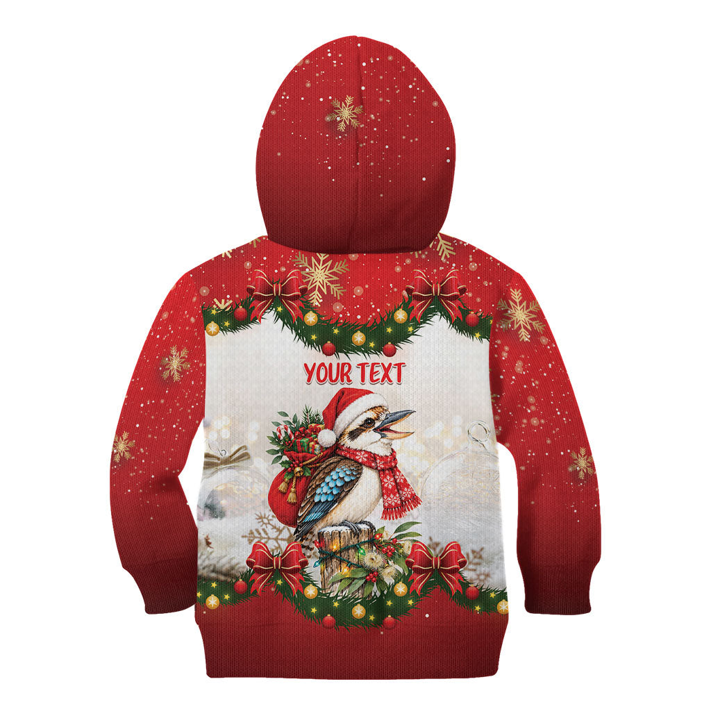 Personalised Kookaburra Australia Christmas Kid Hoodie Kooka-la-la-la-la Xmas Bows