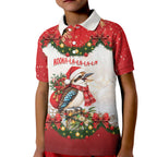 Personalised Kookaburra Australia Christmas Kid Polo Shirt Kooka-la-la-la-la Xmas Bows