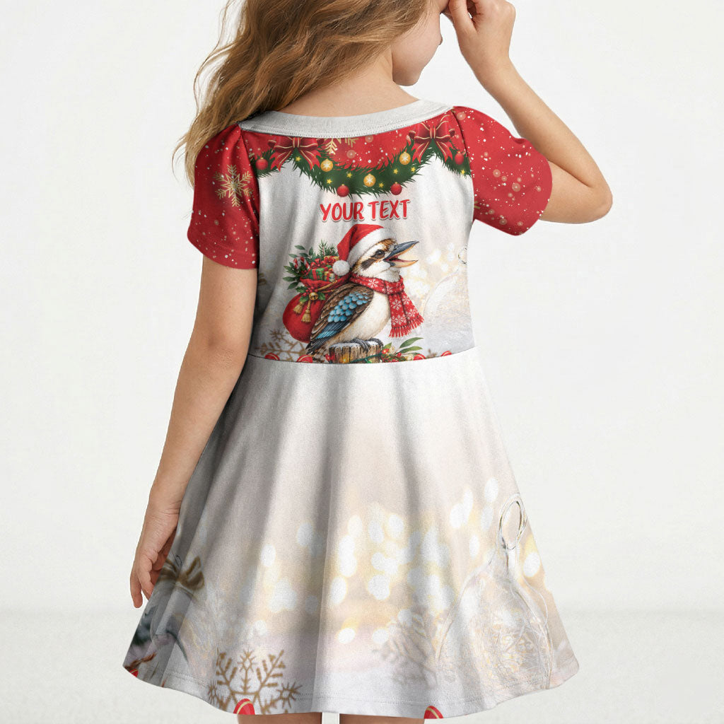 Personalised Kookaburra Australia Christmas Kid Short Sleeve Dress Kooka-la-la-la-la Xmas Bows