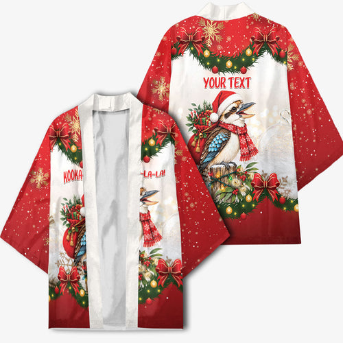 Personalised Kookaburra Australia Christmas Kimono Kooka-la-la-la-la Xmas Bows