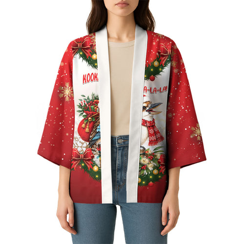 Personalised Kookaburra Australia Christmas Kimono Kooka-la-la-la-la Xmas Bows
