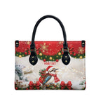 Personalised Kookaburra Australia Christmas Leather Bag Kooka-la-la-la-la Xmas Bows