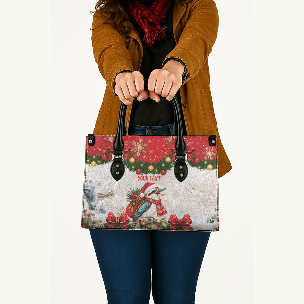 Personalised Kookaburra Australia Christmas Leather Bag Kooka-la-la-la-la Xmas Bows