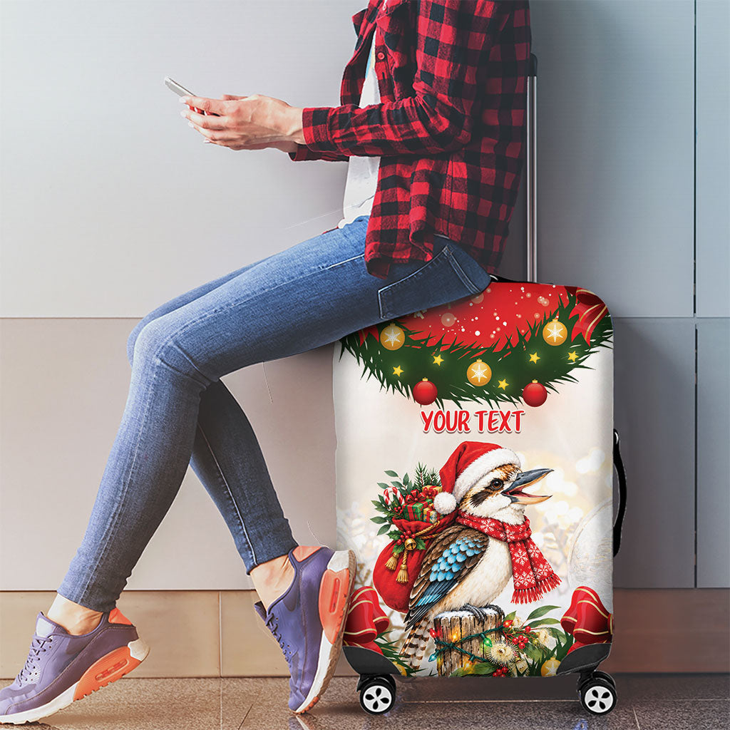 Personalised Kookaburra Australia Christmas Luggage Cover Kooka-la-la-la-la Xmas Bows