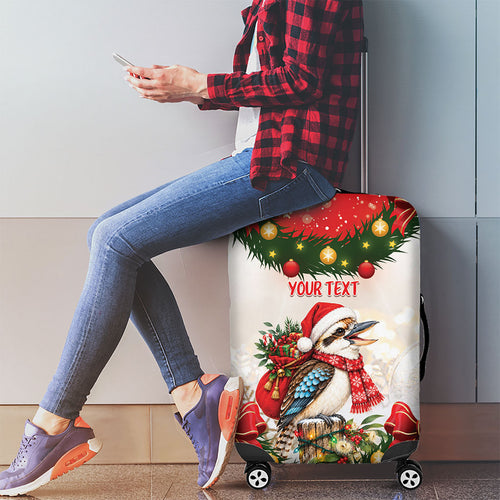 Personalised Kookaburra Australia Christmas Luggage Cover Kooka-la-la-la-la Xmas Bows