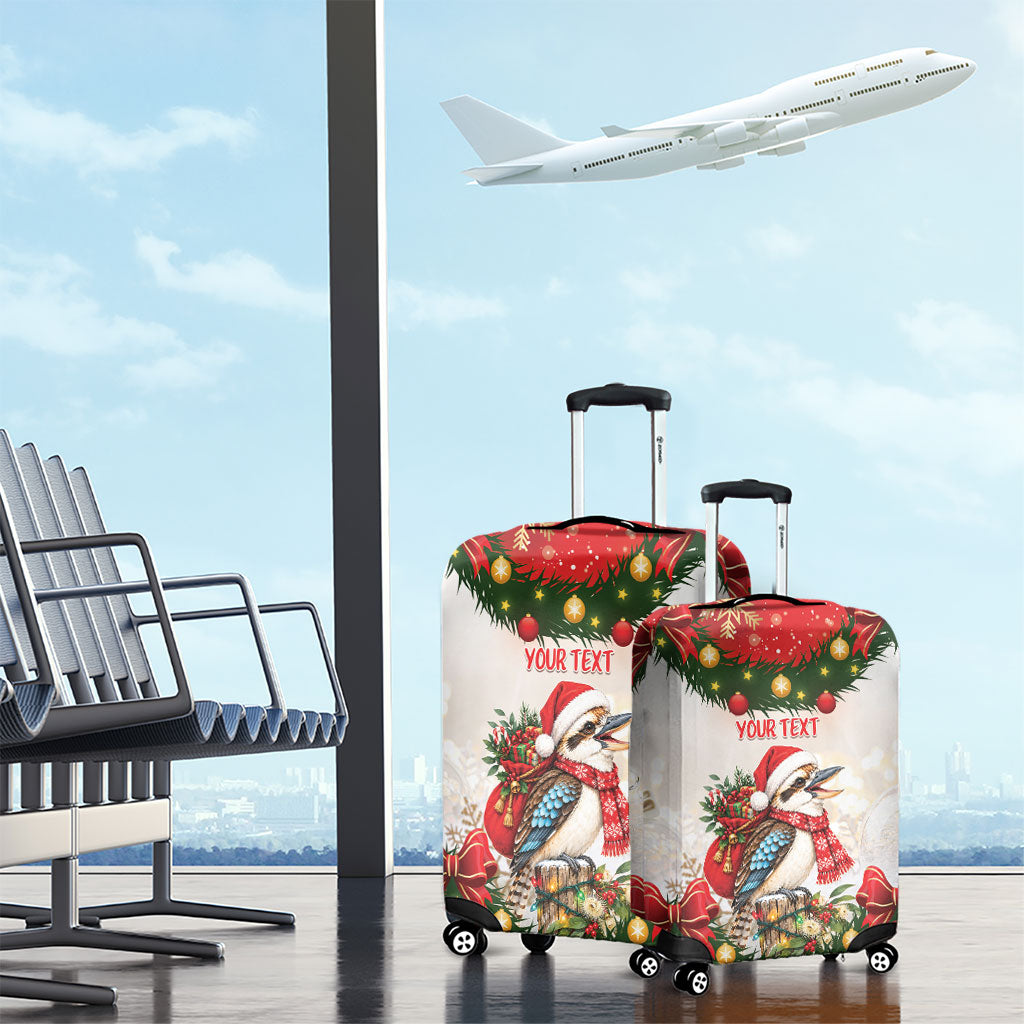 Personalised Kookaburra Australia Christmas Luggage Cover Kooka-la-la-la-la Xmas Bows