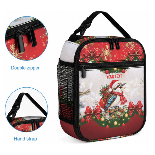 Personalised Kookaburra Australia Christmas Lunch Bag Kooka-la-la-la-la Xmas Bows