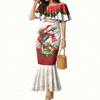 Personalised Kookaburra Australia Christmas Mermaid Dress Kooka-la-la-la-la Xmas Bows