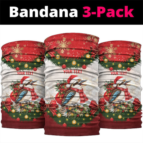 Personalised Kookaburra Australia Christmas Neck Gaiter Kooka-la-la-la-la Xmas Bows