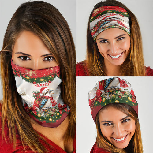 Personalised Kookaburra Australia Christmas Neck Gaiter Kooka-la-la-la-la Xmas Bows