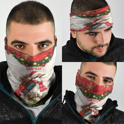 Personalised Kookaburra Australia Christmas Neck Gaiter Kooka-la-la-la-la Xmas Bows