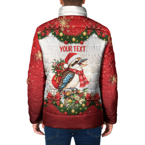 Personalised Kookaburra Australia Christmas Padded Jacket Kooka-la-la-la-la Xmas Bows