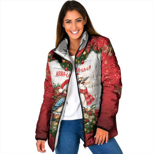 Personalised Kookaburra Australia Christmas Padded Jacket Kooka-la-la-la-la Xmas Bows