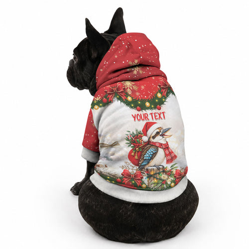 Personalised Kookaburra Australia Christmas Pet Hoodie Kooka-la-la-la-la Xmas Bows