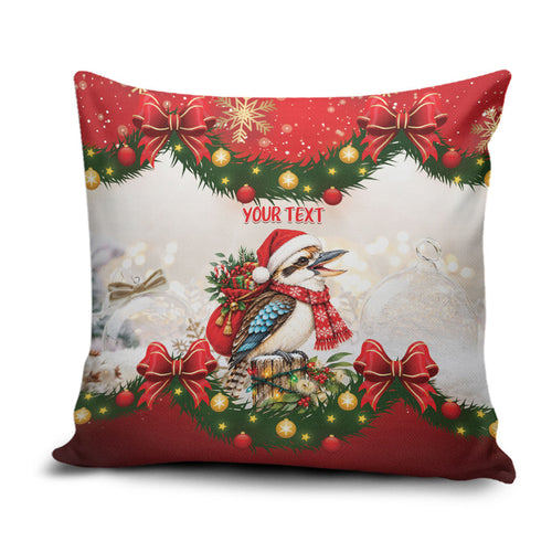 Personalised Kookaburra Australia Christmas Pillow Cover Kooka-la-la-la-la Xmas Bows