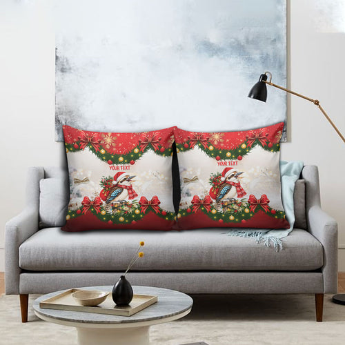 Personalised Kookaburra Australia Christmas Pillow Cover Kooka-la-la-la-la Xmas Bows
