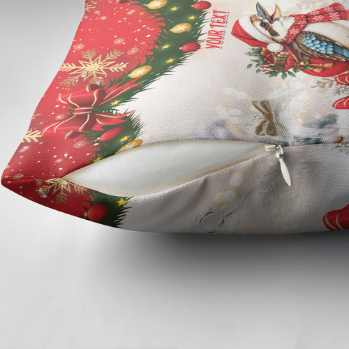 Personalised Kookaburra Australia Christmas Pillow Cover Kooka-la-la-la-la Xmas Bows