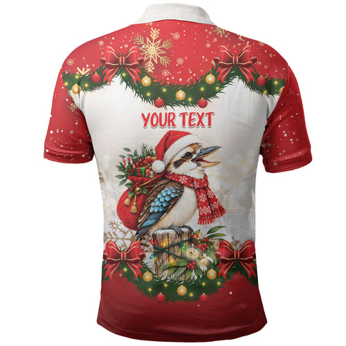 Personalised Kookaburra Australia Christmas Polo Shirt Kooka-la-la-la-la Xmas Bows