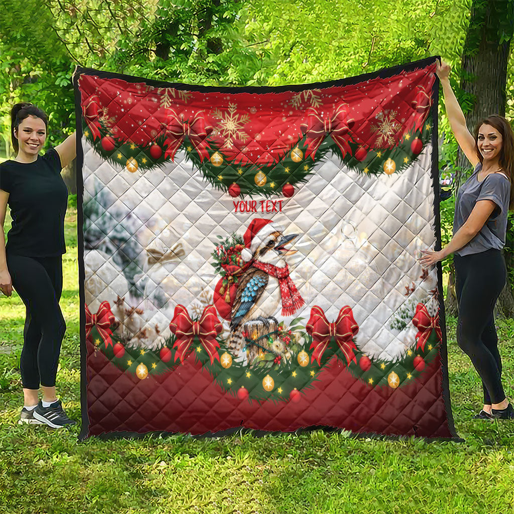Personalised Kookaburra Australia Christmas Quilt Kooka-la-la-la-la Xmas Bows
