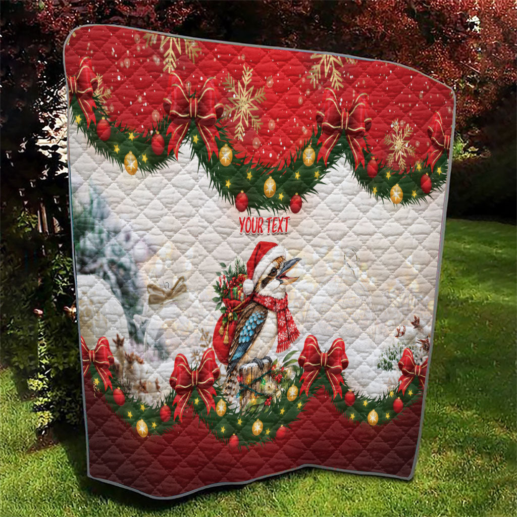 Personalised Kookaburra Australia Christmas Quilt Kooka-la-la-la-la Xmas Bows