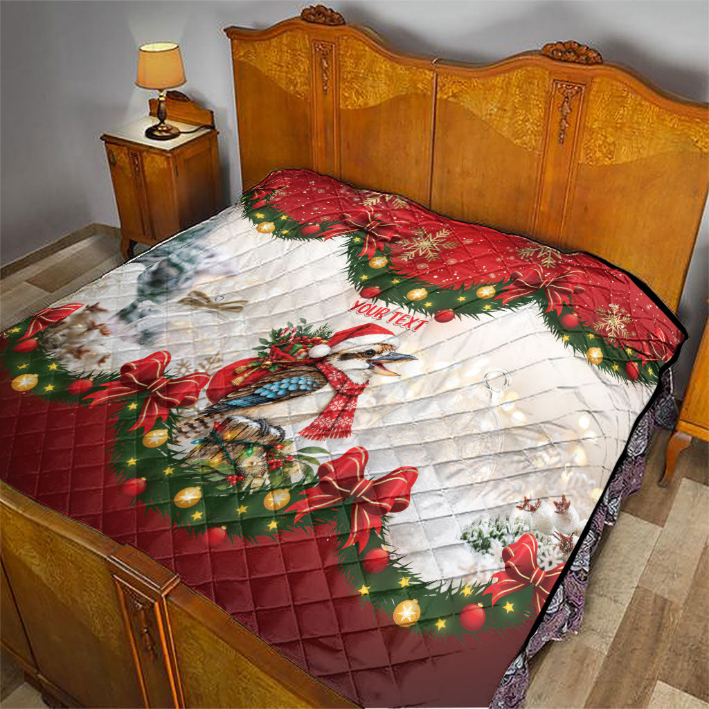 Personalised Kookaburra Australia Christmas Quilt Kooka-la-la-la-la Xmas Bows