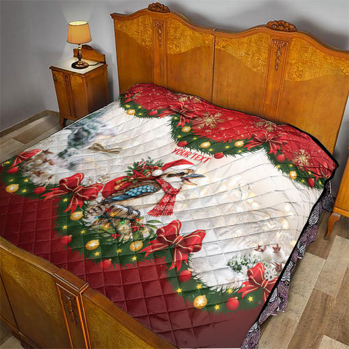 Personalised Kookaburra Australia Christmas Quilt Kooka-la-la-la-la Xmas Bows