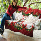 Personalised Kookaburra Australia Christmas Quilt Kooka-la-la-la-la Xmas Bows