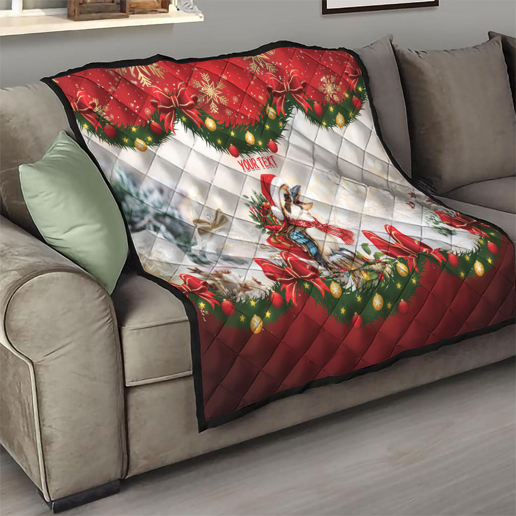 Personalised Kookaburra Australia Christmas Quilt Kooka-la-la-la-la Xmas Bows