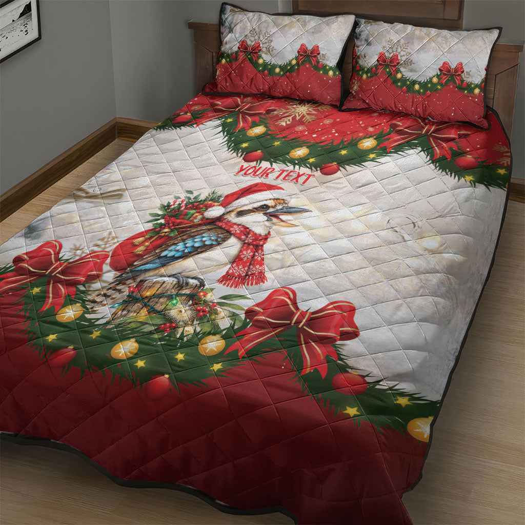 Personalised Kookaburra Australia Christmas Quilt Bed Set Kooka-la-la-la-la Xmas Bows