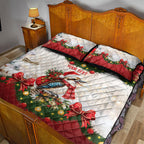Personalised Kookaburra Australia Christmas Quilt Bed Set Kooka-la-la-la-la Xmas Bows