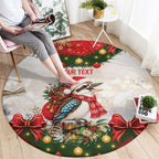 Personalised Kookaburra Australia Christmas Round Carpet Kooka-la-la-la-la Xmas Bows