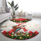 Personalised Kookaburra Australia Christmas Round Carpet Kooka-la-la-la-la Xmas Bows