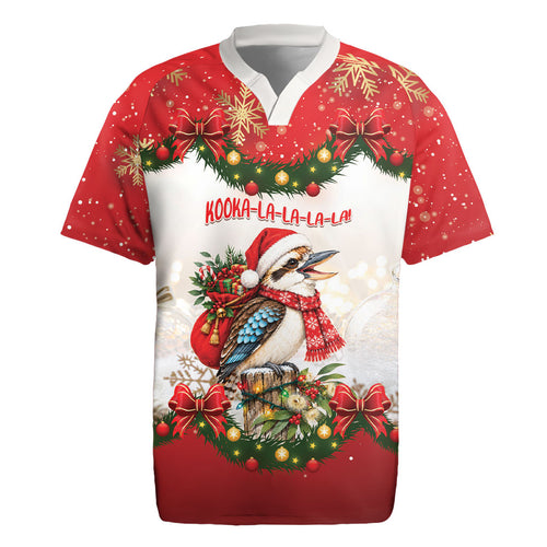 Personalised Kookaburra Australia Christmas Rugby Jersey Kooka-la-la-la-la Xmas Bows