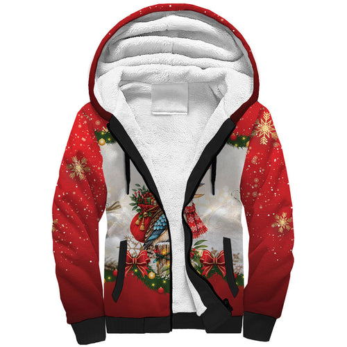 Personalised Kookaburra Australia Christmas Sherpa Hoodie Kooka-la-la-la-la Xmas Bows