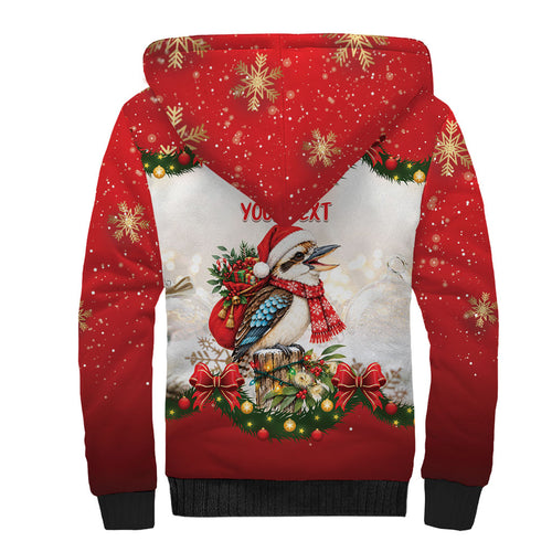 Personalised Kookaburra Australia Christmas Sherpa Hoodie Kooka-la-la-la-la Xmas Bows