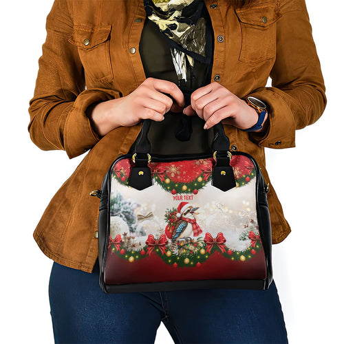 Personalised Kookaburra Australia Christmas Shoulder Handbag Kooka-la-la-la-la Xmas Bows