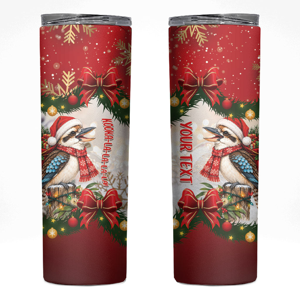 Personalised Kookaburra Australia Christmas Skinny Tumbler Kooka-la-la-la-la Xmas Bows