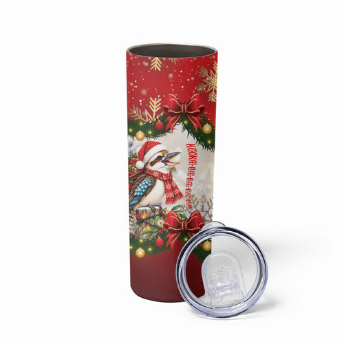 Personalised Kookaburra Australia Christmas Skinny Tumbler Kooka-la-la-la-la Xmas Bows
